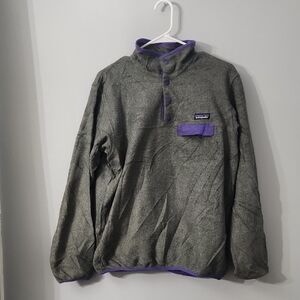 Patagonia Gray Fleece with Purple Trim